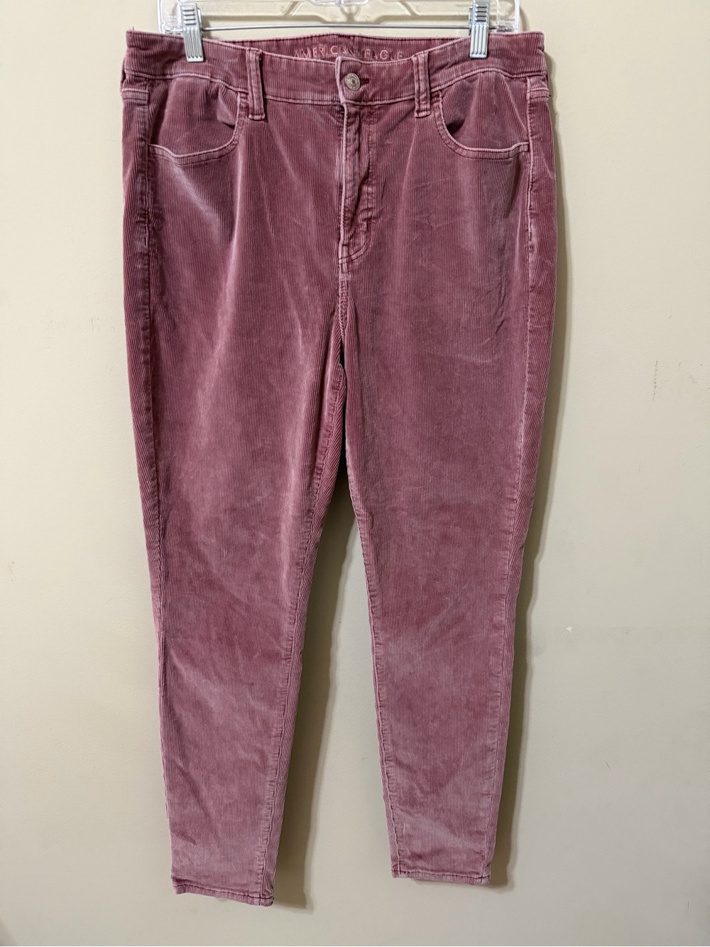 American Eagle stretch Rose-Mauve Corduroy hi rise Jeggings 14 reg autumn ready